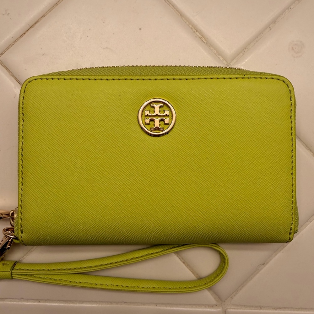 Tory Burch Neon Yellow Zip Wallet never used